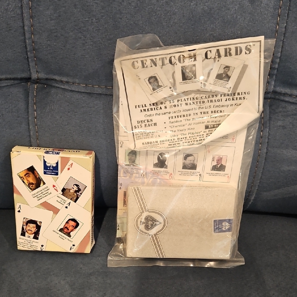 Sadaam Hussain Playing Cards. 2 Sets. One Unopened.